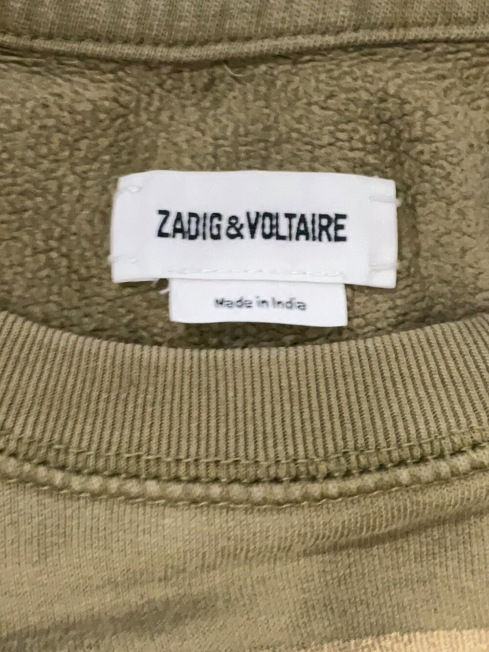 Zadig & Voltaire Skull Graphic Sweatshirt XS Olive Green French Rock Chic - Picture 6 of 6